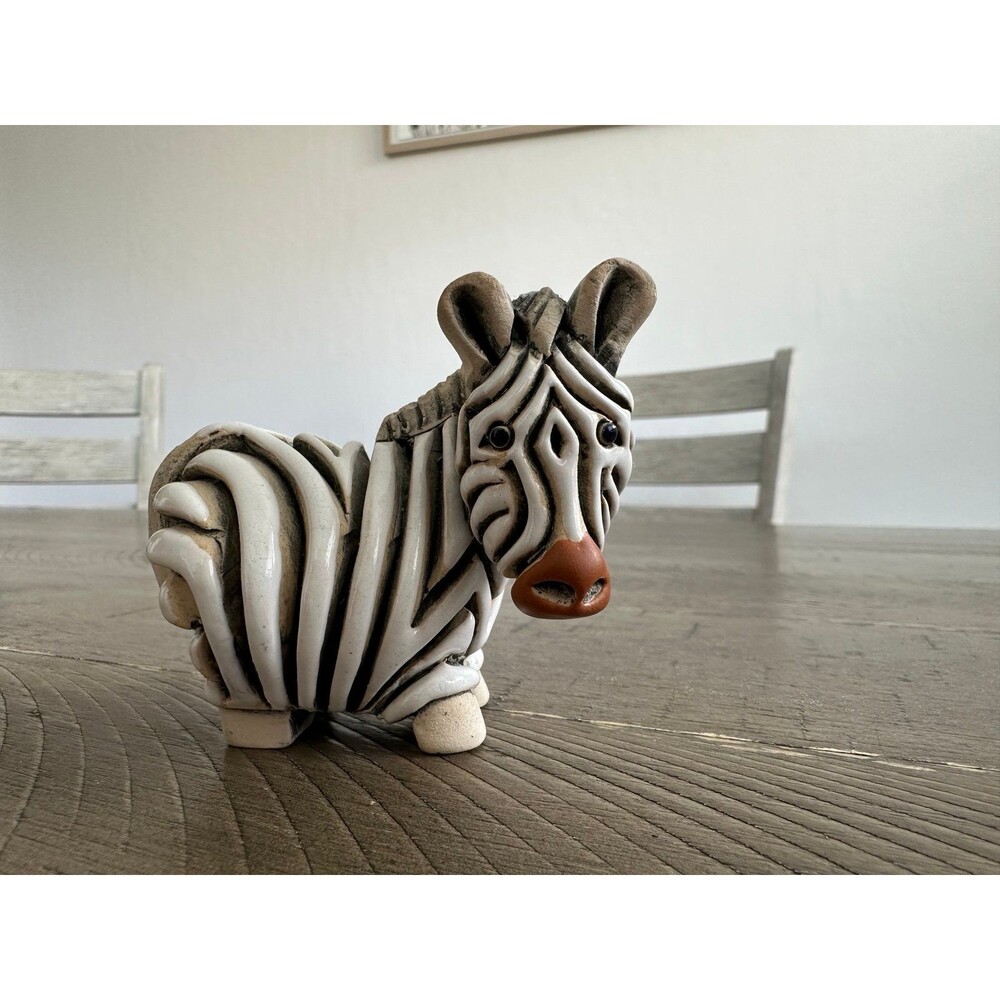 Vintage Artesania Rinconada Zebra Figurine Signed Uruguay Ceramic Pottery